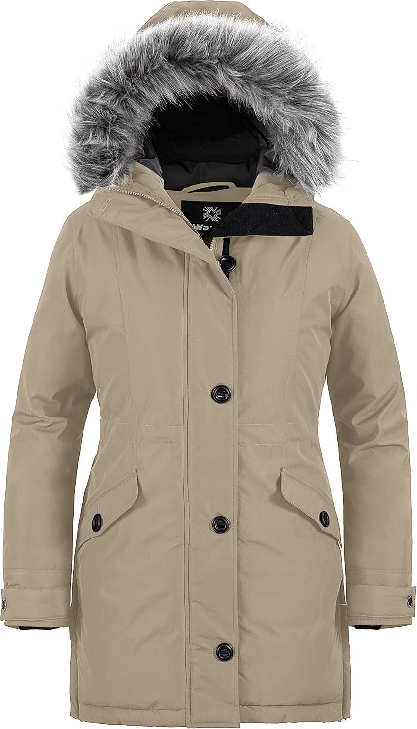 Women'S Hooded Winter Coat Waterproof Warm Long Puffer Jacket Parka