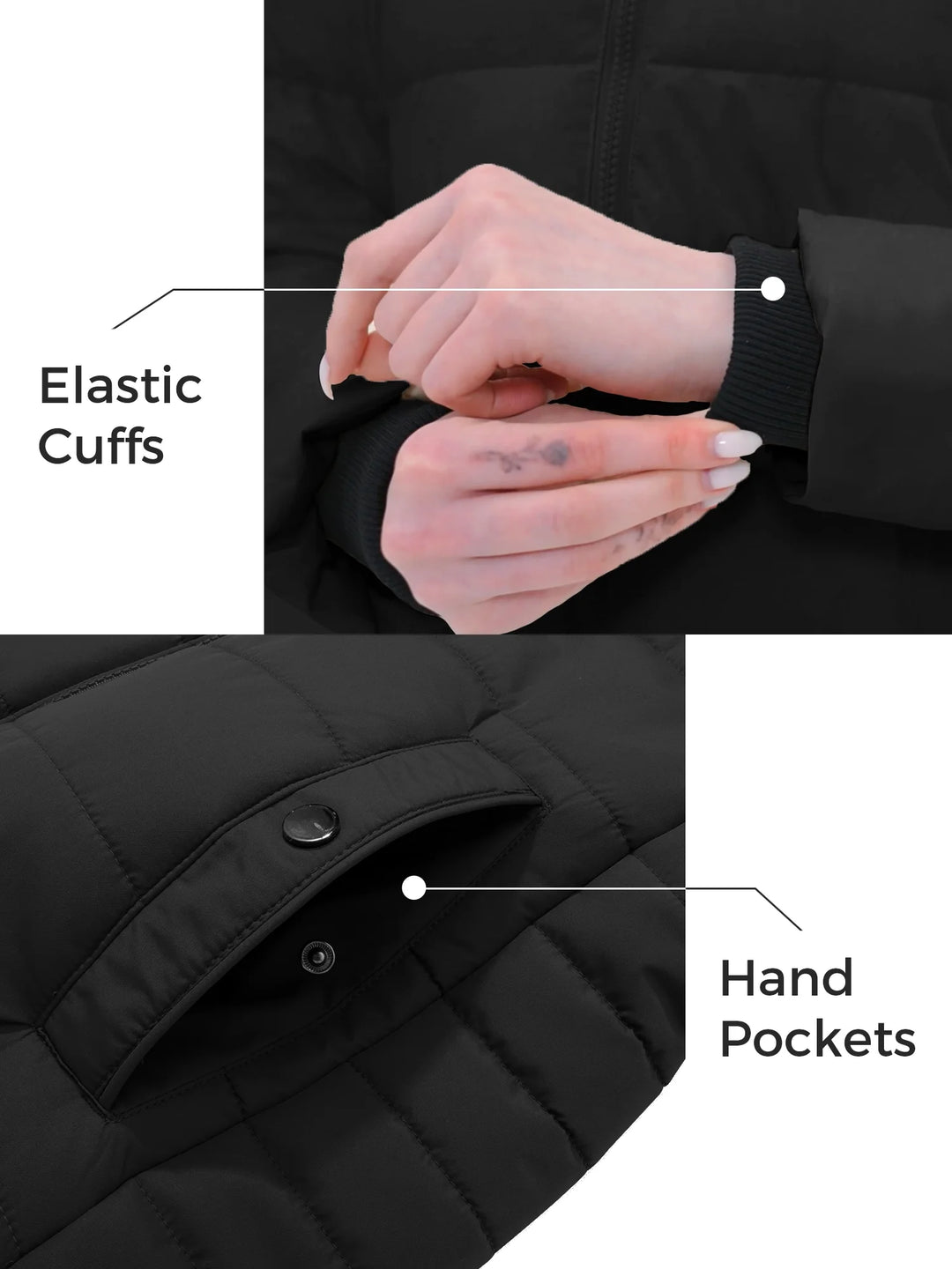 Water Resistant Hooded Puffer Coats with a Removable Hood,(L)