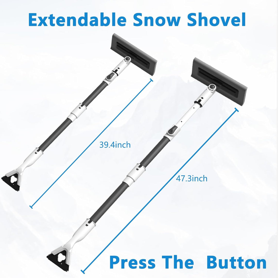 47.3" Ice Scrapers for Car Windshield, 2 in 1 Ice Scraper and Snow Brush with Comfortable Foam Grip, Adjustable Length Settings, Snow Removal Tool for Car, Truck, SUV, Winter Car Accessories