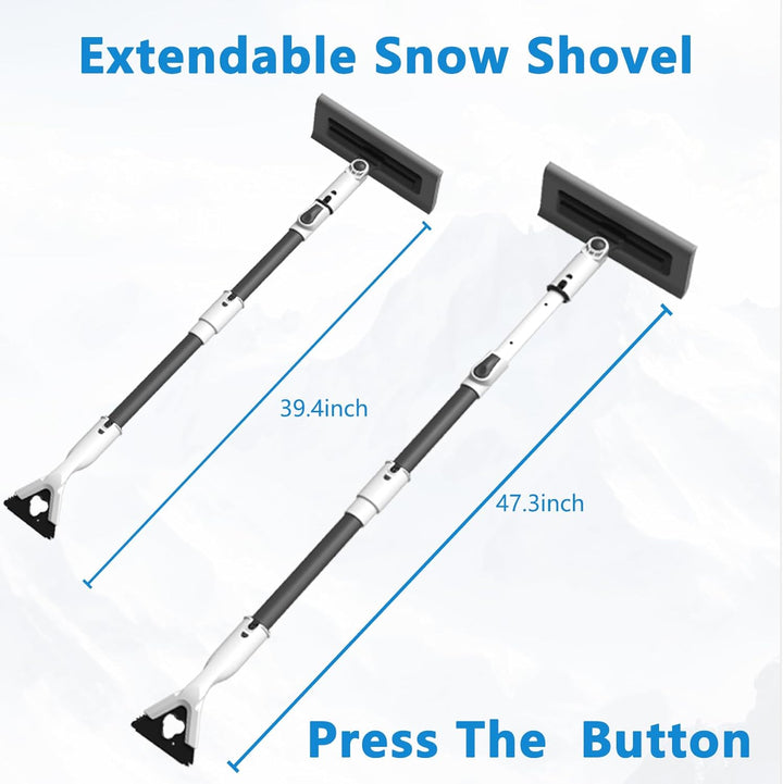 47.3" Ice Scrapers for Car Windshield, 2 in 1 Ice Scraper and Snow Brush with Comfortable Foam Grip, Adjustable Length Settings, Snow Removal Tool for Car, Truck, SUV, Winter Car Accessories