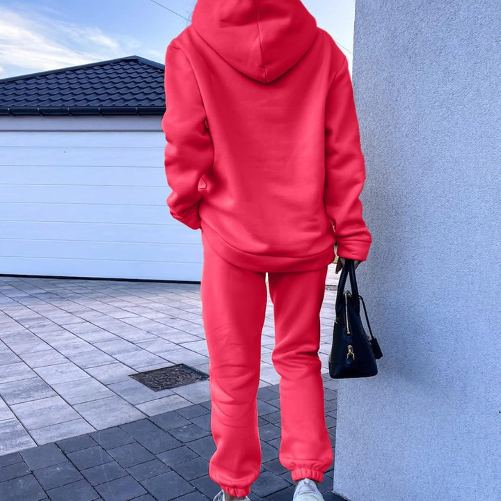 Women’S Solid Color Two Piece Outfit Long Sleeve Hoodie Pullover Tops with Sweatpants Sweatsuit Jogger Workout Set