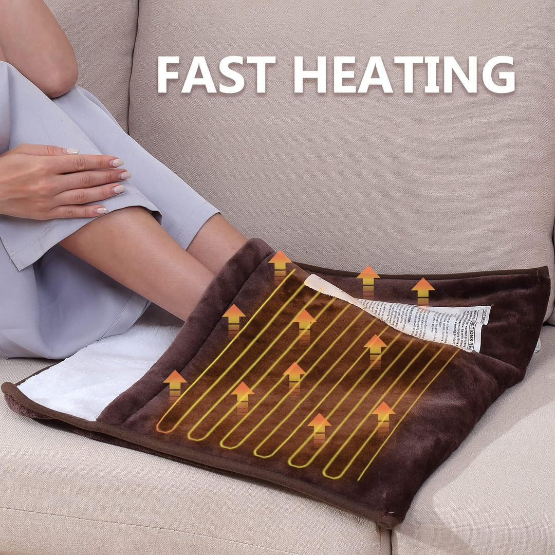 Electric Heated Foot Warmers for Men and Women,Foot Heating Pad Electric with Fast Heating Technology,Heating Pad Feet Warmer Auto Shut off with 3 Temperature Setting,22×20 Inches,Brown