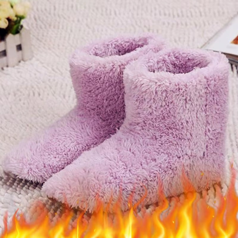 Winter USB Electric Heating Shoes for Women Men Comfortable Plush Foot Warmer Boots Warm Heated Shoes Slipper Indoor Outdoor