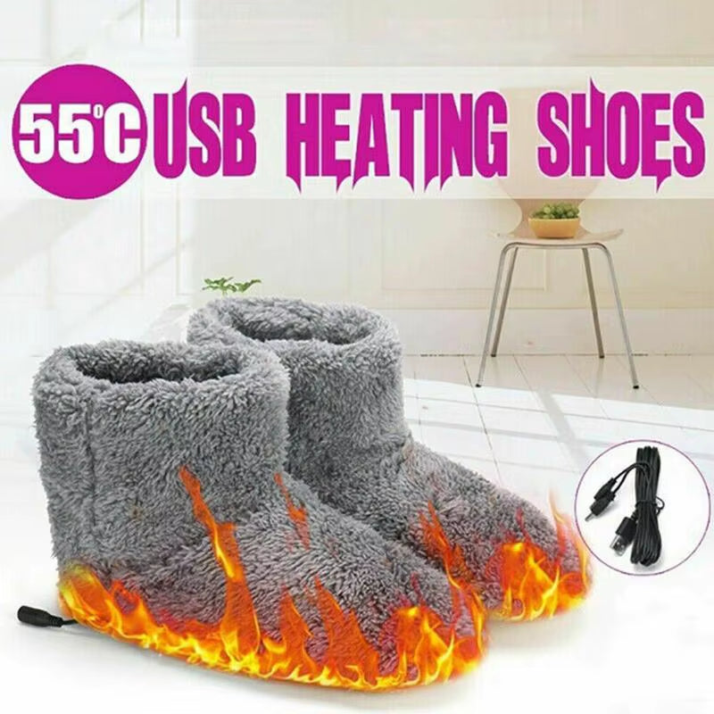 Winter USB Electric Heating Shoes for Women Men Comfortable Plush Foot Warmer Boots Warm Heated Shoes Slipper Indoor Outdoor