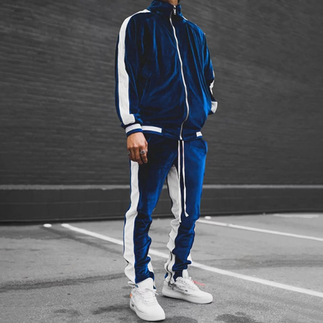 Velour Tracksuit Mens,2023 Men'S Velour Tracksuit 2 Pieces Winter Warm Full Zip up Jacket Sweatpants Fitness Sportswear Sweatsuit Jogger Sets