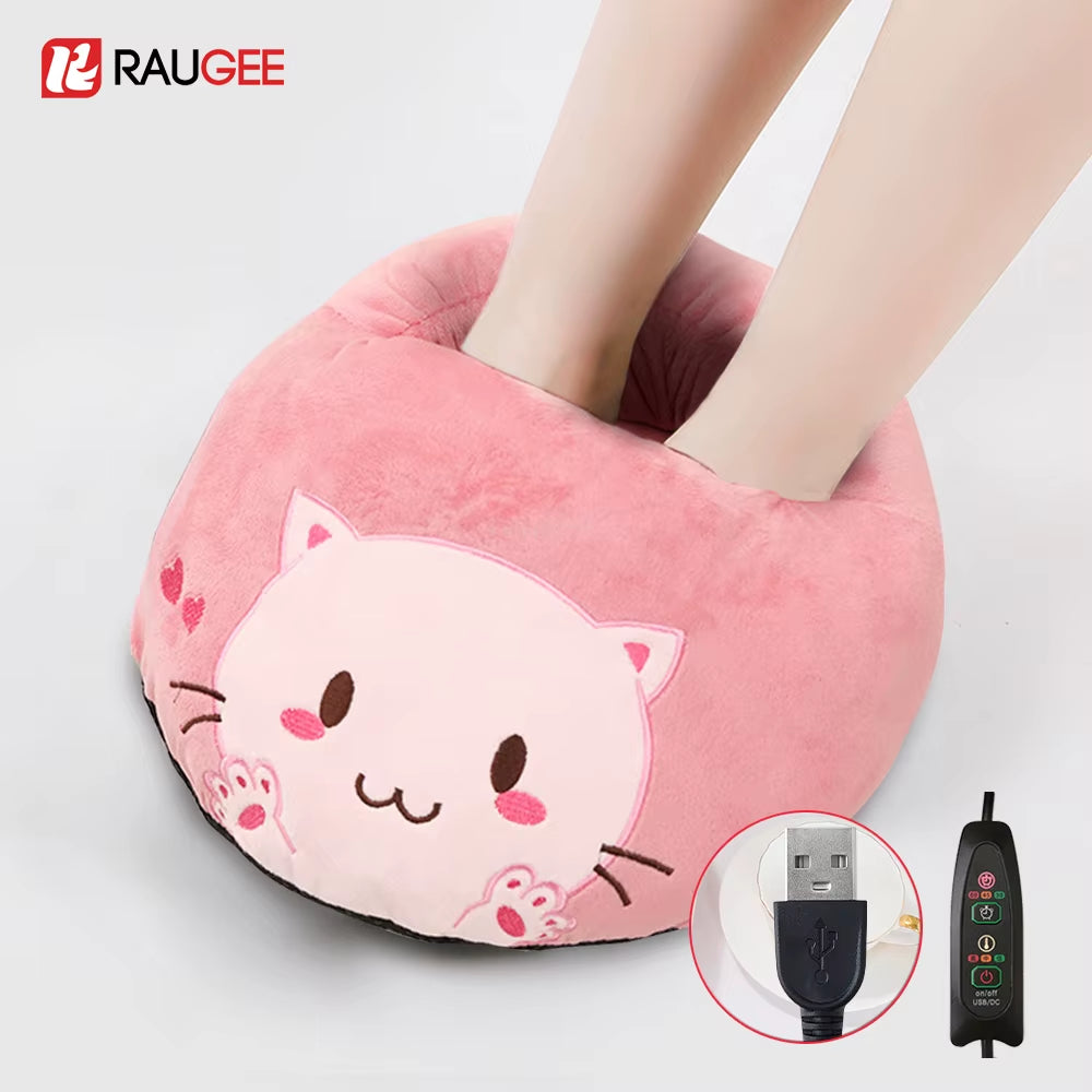 Electric Foot Heater USB Foot Heating Pad Portable Foot Warmer Heater with 3 Adjusted Temperature Soft Wearable Foots Warmer Mat