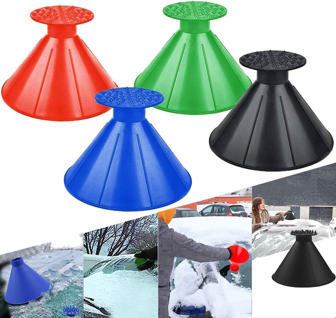 Car Ice Scrapers,Snow Scraper,Magical Ice Scrapers for Car Windshield,4 Pcs Portable Multifunctional Snow Remover Wiper,Upgrade 2-In-1 Refueling and Deicing Removal,Universal for Bus, Truck, SUV