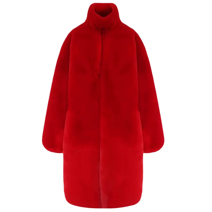 Oversized Red Thick Warm Soft Fluffy Faux Fur Coat Women 2022 Raglan Seeve Stylish Thick Long Fur Coats for Winter