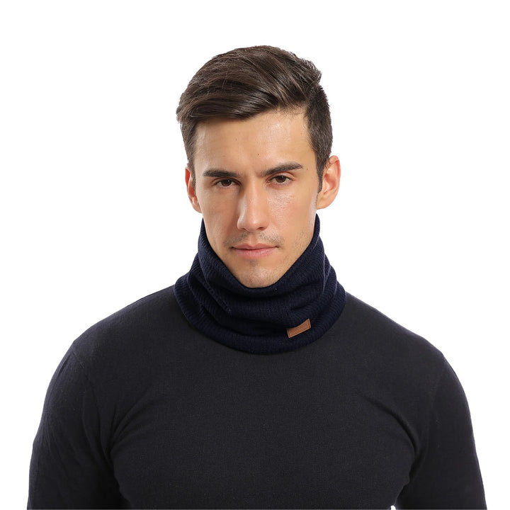 Winter Neck Warmer Men Scarf,Ski Neck Warmer Scarf for Women, Fleece Lining Double Layer Neck Gaiter Face Mask,Navy Blue