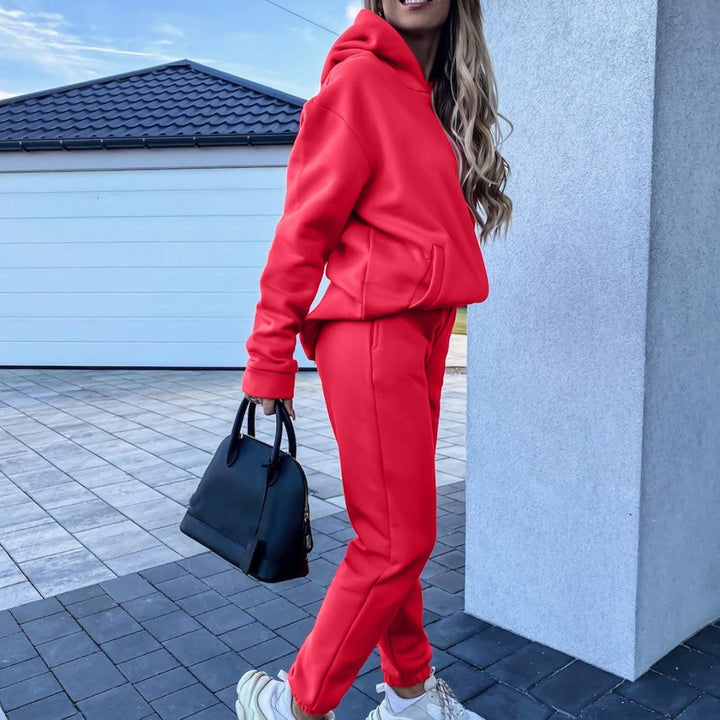 Women’S Solid Color Two Piece Outfit Long Sleeve Hoodie Pullover Tops with Sweatpants Sweatsuit Jogger Workout Set