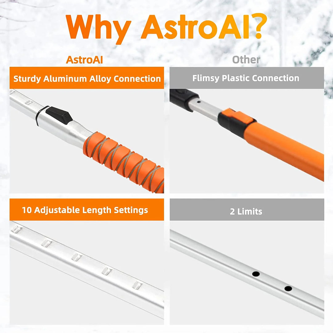 Windshield Ice Scrapers, 47.2" Snow Brush with Squeegee, Expendable Handle, 270° Pivoting Tool, Orange