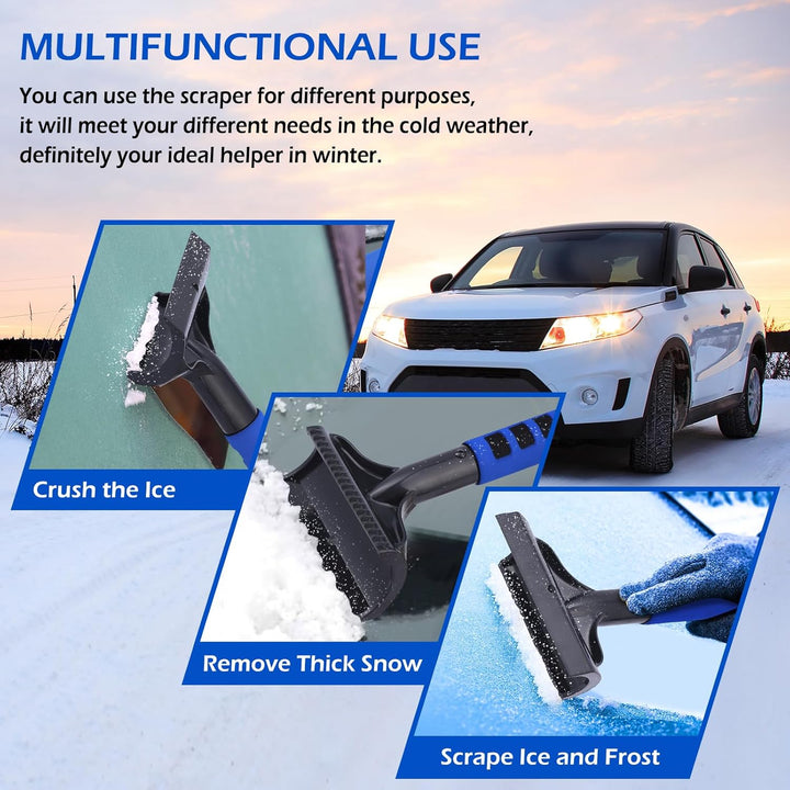 Ice Scrapers for Car Windshield - 5.9" Wide Large Blade, Ergonomic Foam Grip, Efficient Snow Brush & Frost Remover, Ice Crusher Breaker for Suvs & Trucks - Perfect Stocking Stuffer Gift