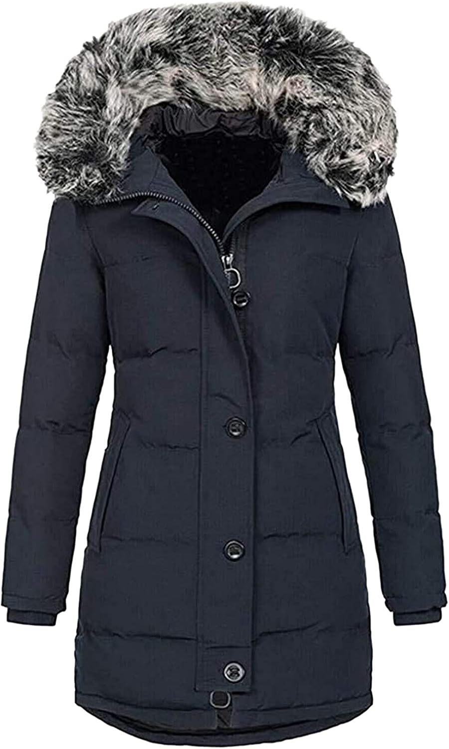 Women'S down Coat with Winter Warm inside Fleece Padded Hooded Coat Jacket Slim Zipper Hoodie Jacket