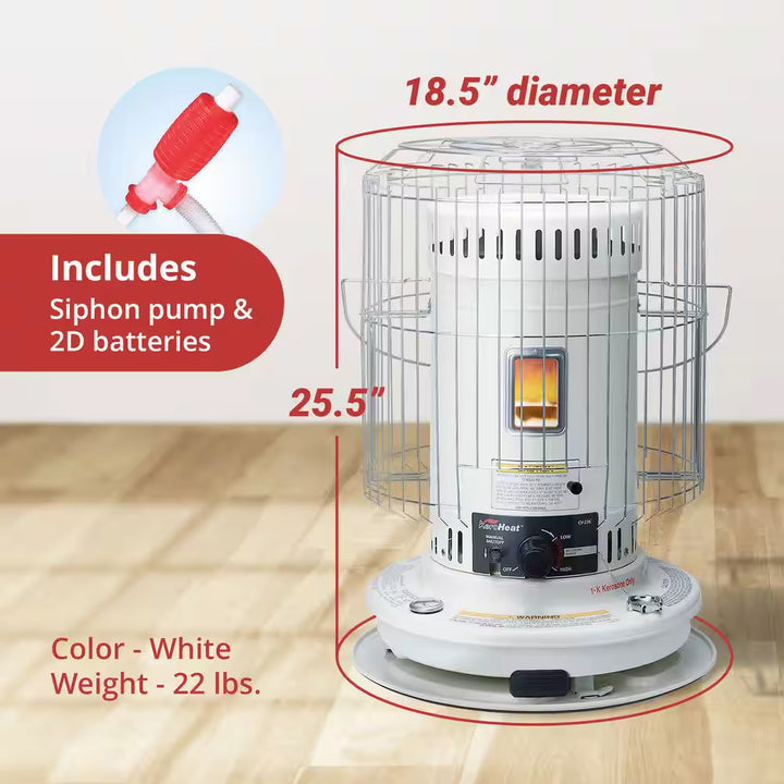 23,500 BTU White Kerosene Portable Convection Indoor and Outdoor Space Heater