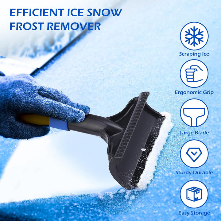 Ice Scrapers for Car Windshield - 5.9" Wide Large Blade, Ergonomic Foam Grip, Efficient Snow Brush & Frost Remover, Ice Crusher Breaker for Suvs & Trucks - Perfect Stocking Stuffer Gift