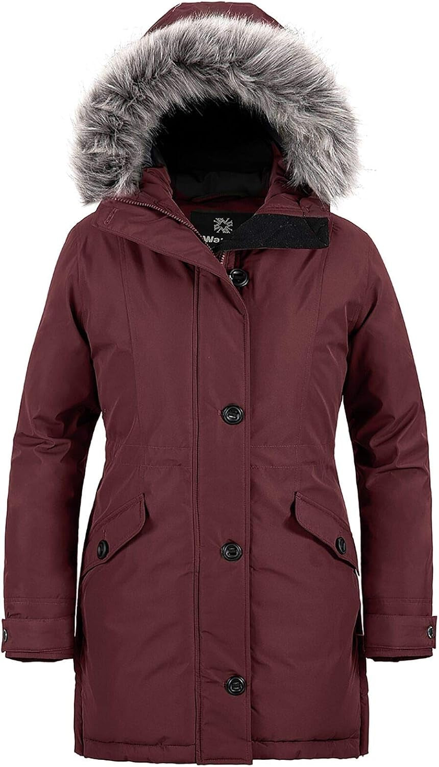 Women'S Hooded Winter Coat Waterproof Warm Long Puffer Jacket Parka