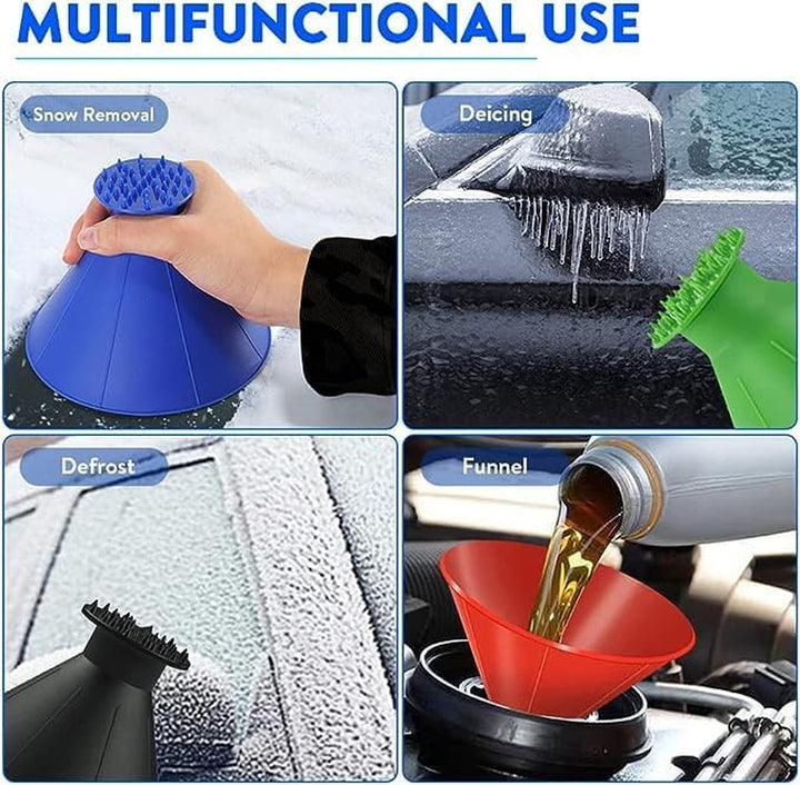 Car Ice Scrapers,Snow Scraper,Magical Ice Scrapers for Car Windshield,4 Pcs Portable Multifunctional Snow Remover Wiper,Upgrade 2-In-1 Refueling and Deicing Removal,Universal for Bus, Truck, SUV