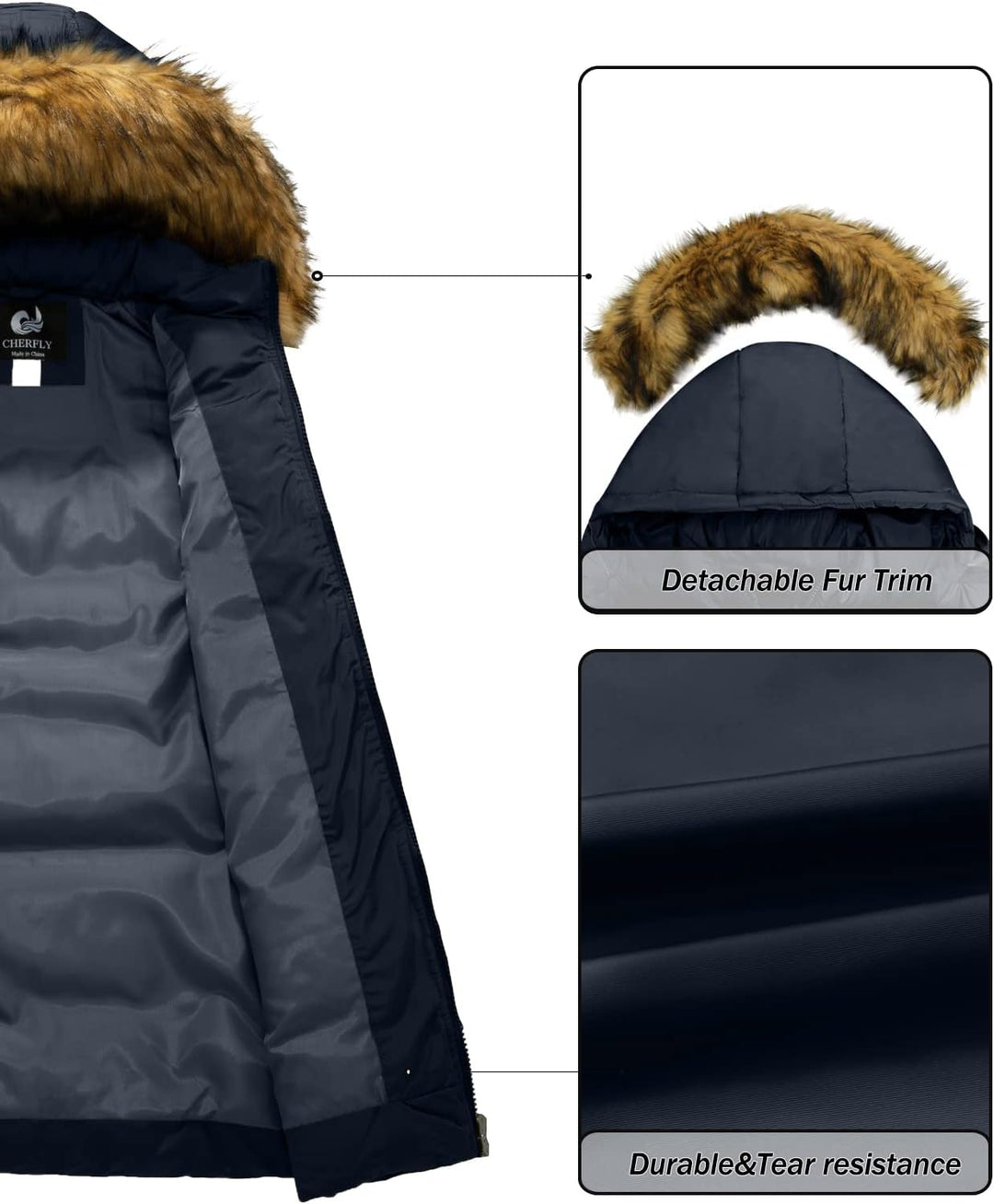 Women'S Winter Puffer Coat Heavy Warm Long Parka down Jacket with Fur Hood